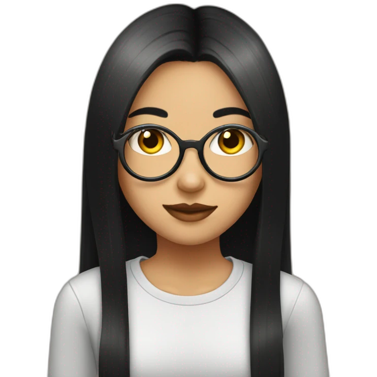 Girl with metal spectacles, black long straight hair, ear piercings emoji