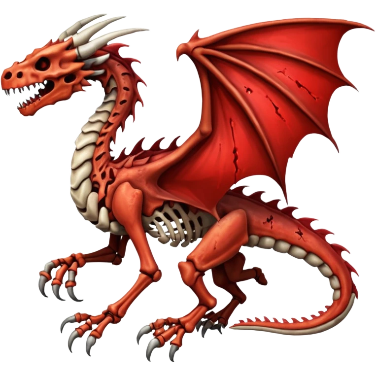  skeletal skeleton bone dragon with blood markings emoji