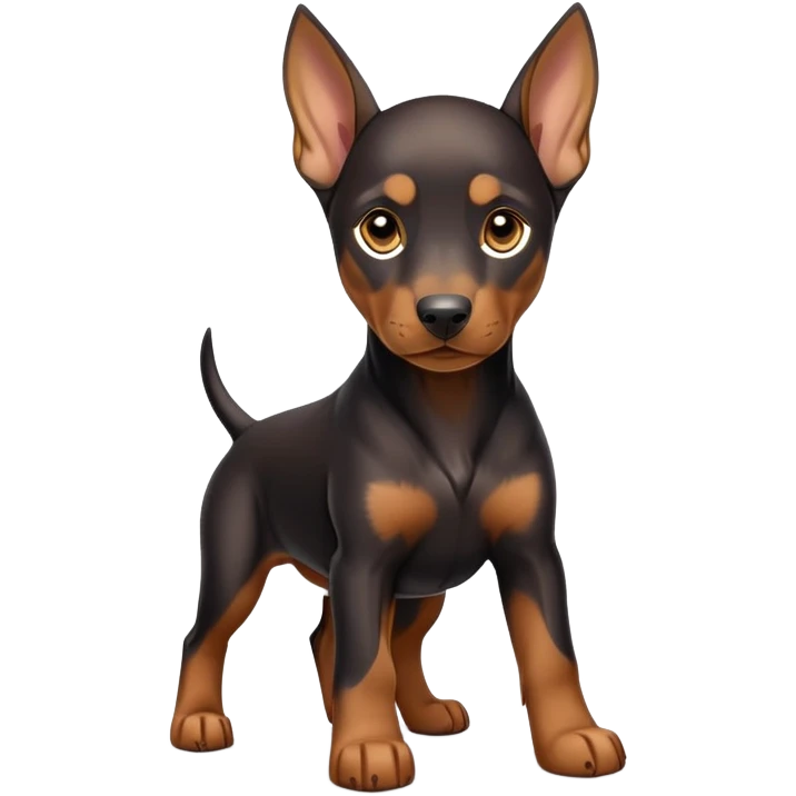 cinematic-noble-doberman puppy-full body-emoji on all fours,-poised-and-regal,-with-a-strong,-athletic-build-and-a-lustrous,-well-groomed-black and tan fur,-deep-set-soulful-brown-eyes,-simplified-yet-sharp-and-sophisticated-features,-highly-detailed, emoji