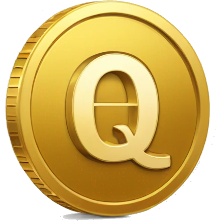 gold-cripto-coin-with-a-letter-Q emoji