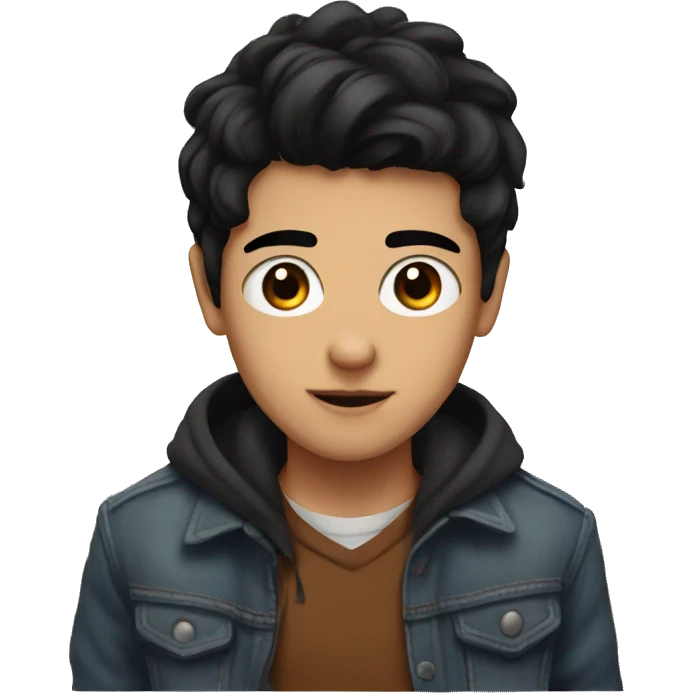 Heart with a black hair and brown eye boy insinde emoji