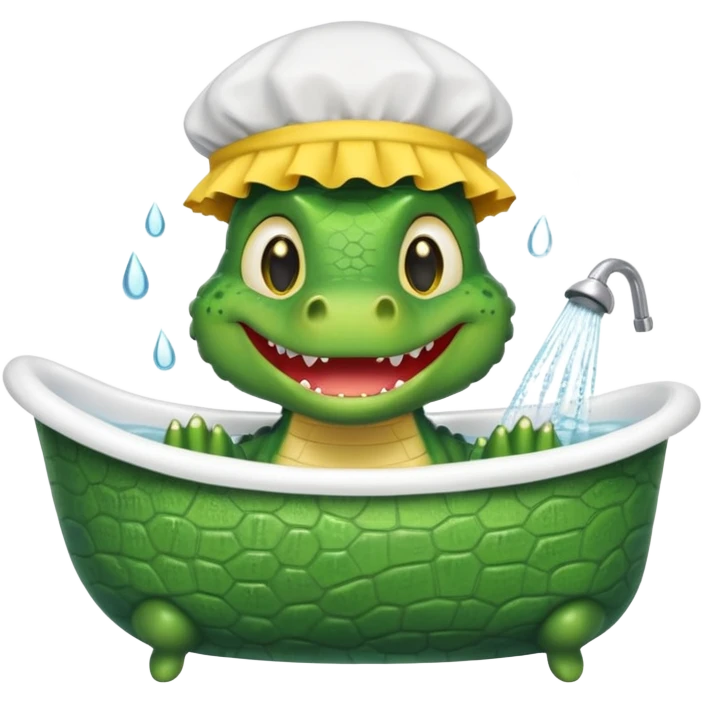 Cute crocodile is showing in the bath tub like game Where's my water emoji