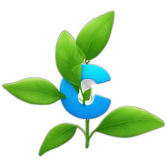 blue "e" from Engie logo with sustainable green leaves emoji