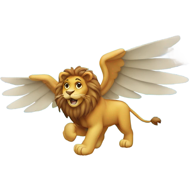 Lion with wings flying in clouds emoji