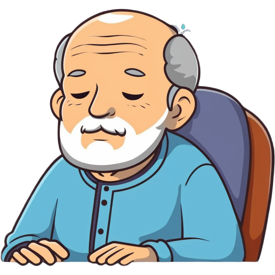 elderly grandfather in peaceful rest with stars emoji