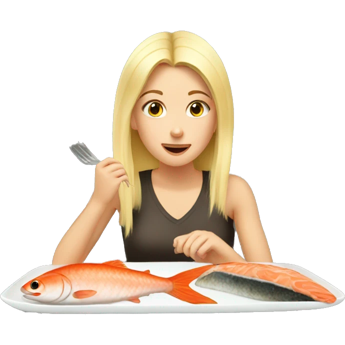 Blonde girl eating raw fish emoji