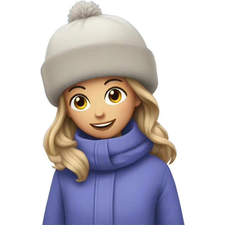 Girls in the snow with mom emoji