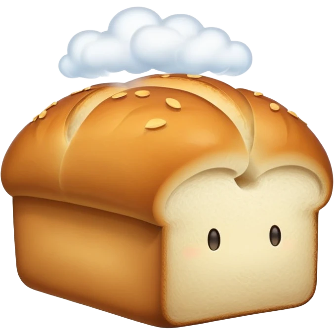 loaf of bread with steam rising, simple and bright emoji