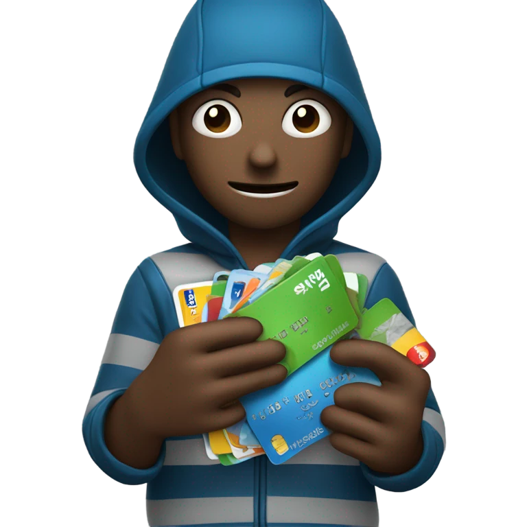 a robber with credit cards and gift cards emoji