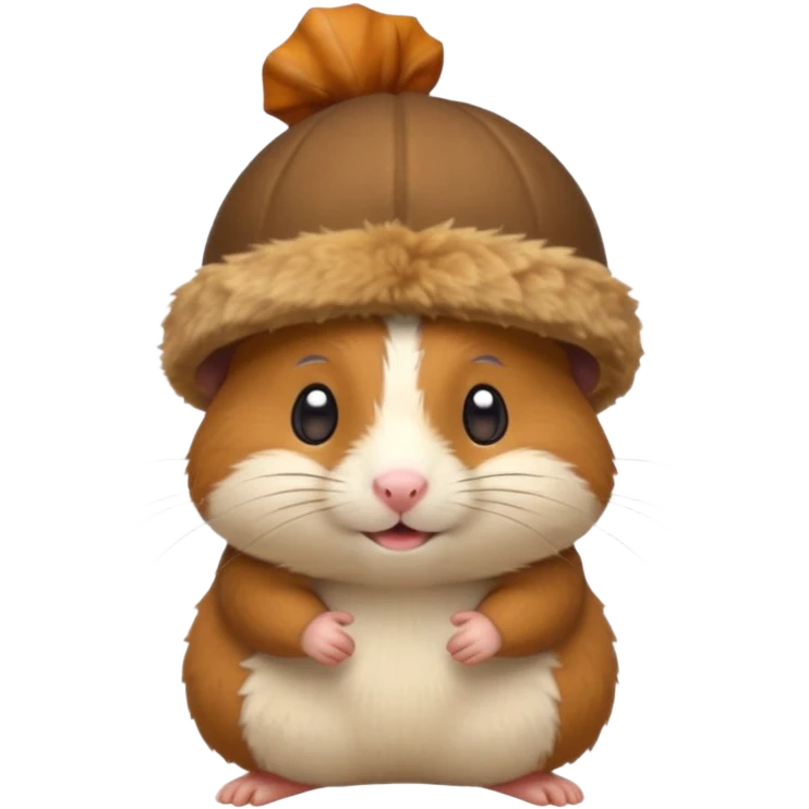 cartoon-style hamster with acorn hat like a hobbit emoji