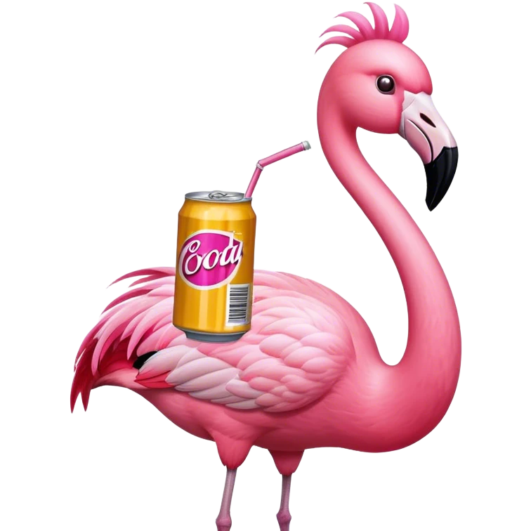 Flamingo taking a soda emoji