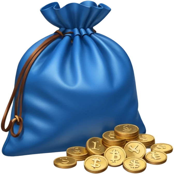 blue coins outside a money bag  emoji