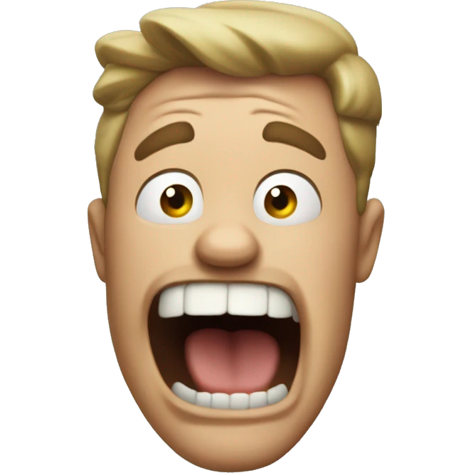 right view of mad Australian dad shouting lines coming out in his mouth emoji