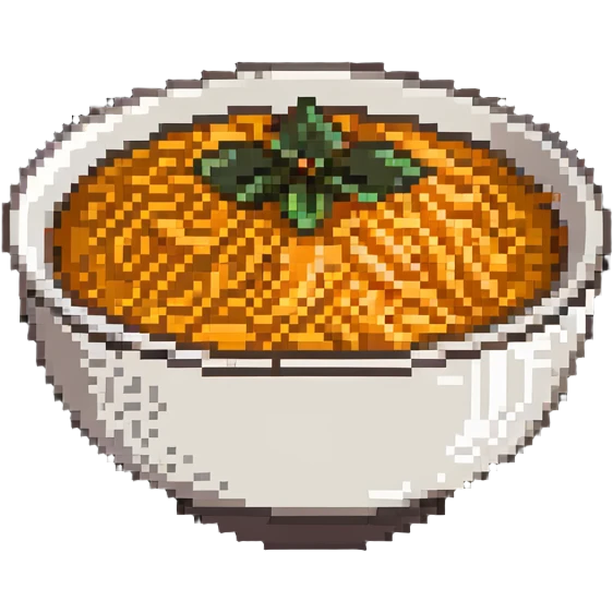 bowl of orange rice, pixel style emoji