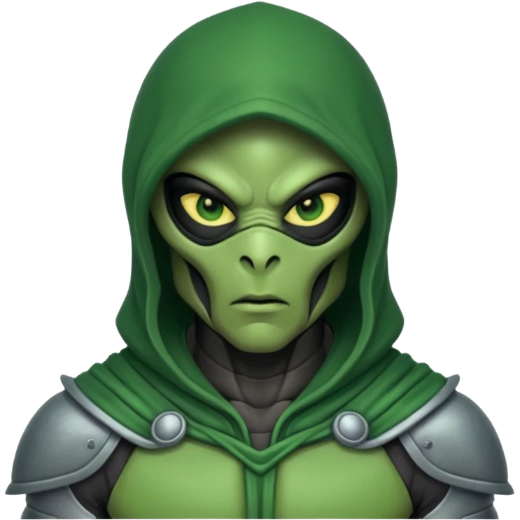 alien warrior with hood emoji