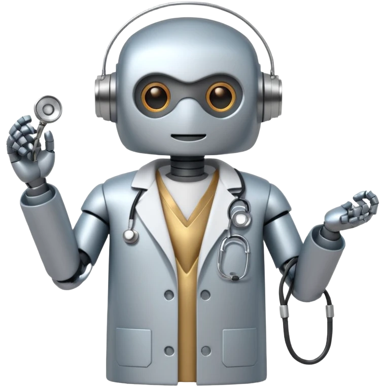 robot with a doctor's coat and a stethoscope emoji