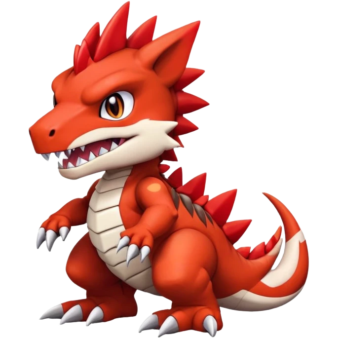 Cute Baby Chibi Digimon-Guilmon-Tyrantrum-Tyrunt-hybrid (full body) emoji