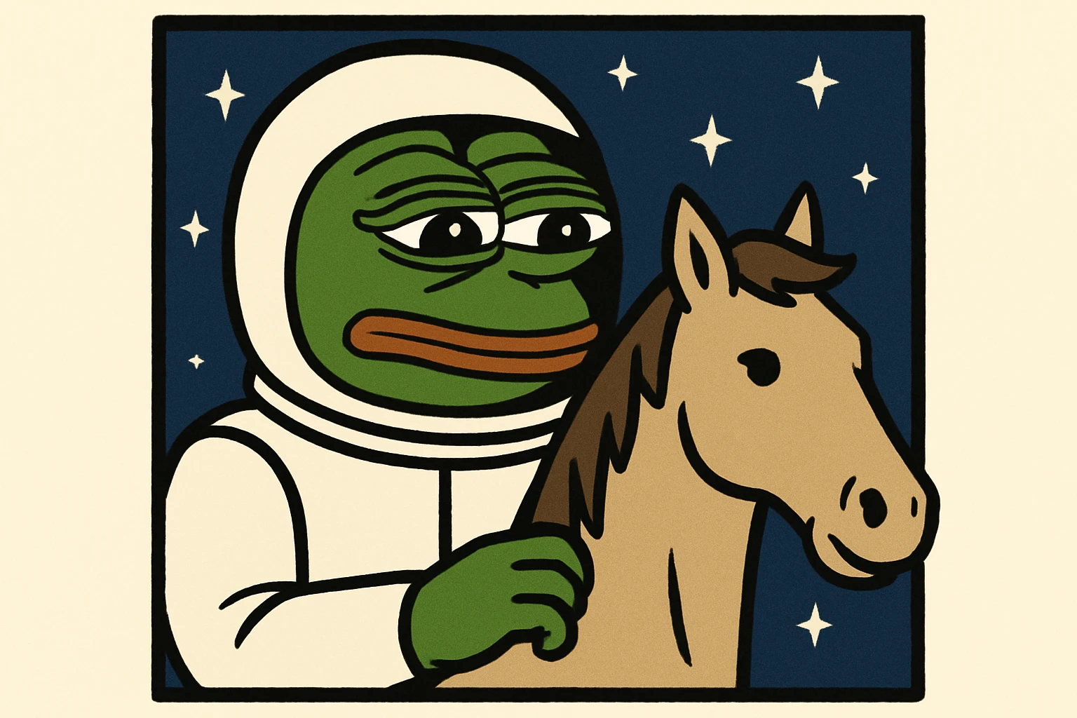 astronaut on horseback with stars in background emoji