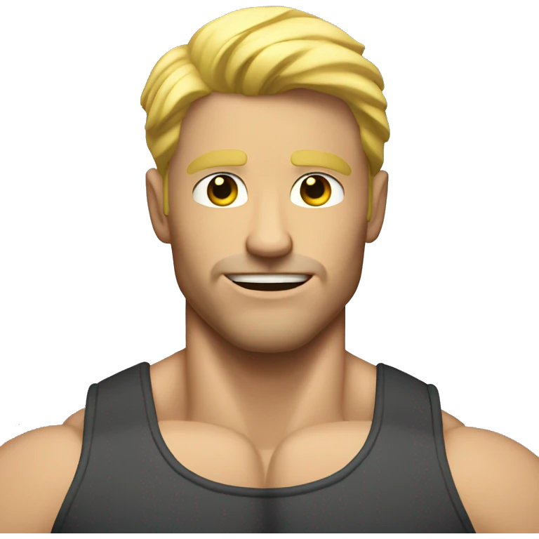 Blonde guy with big muscles emoji