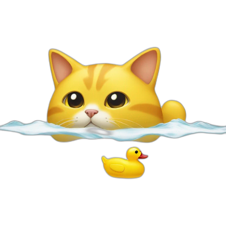 Cat upside down with a yellow rubber duck on top emoji