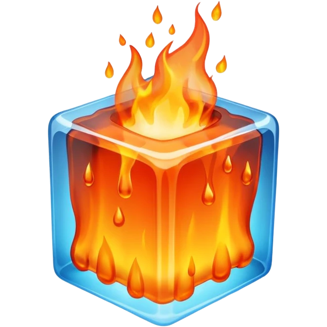 Ice cube on fire  emoji