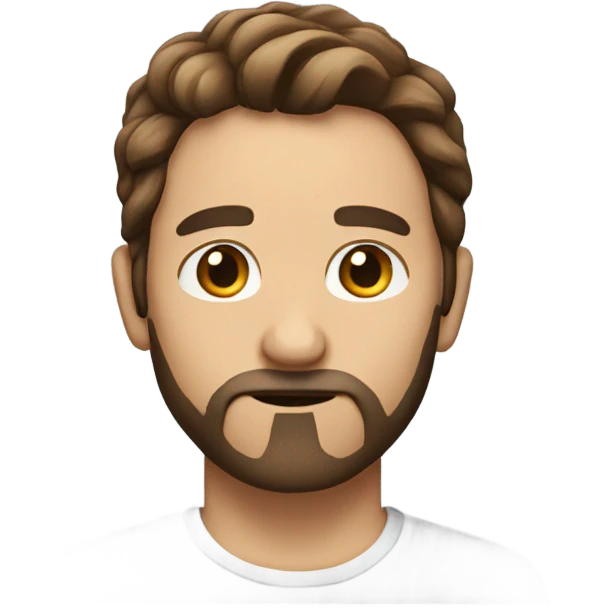 man brown hair and beard with a little of wrinkles in face emoji