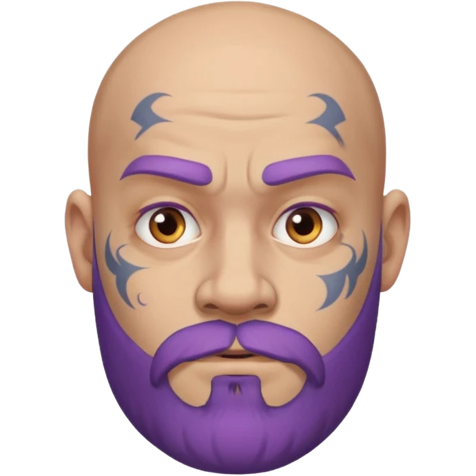 bald purple bearded man with face tattoo emoji