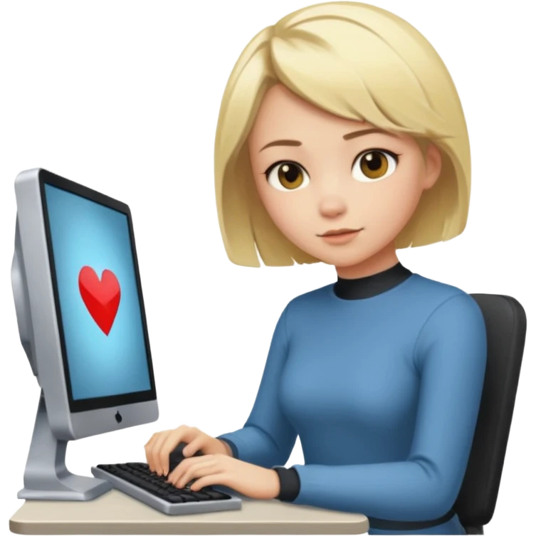 chica rubia de pelo corto jugando valorant en un ordenador  emoji