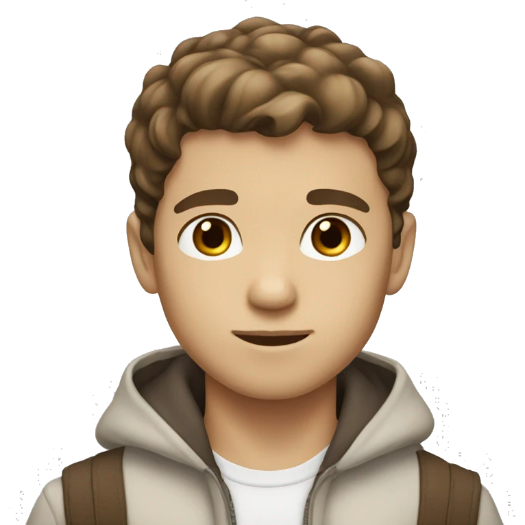 Boy with brown hair brown eyes white tan skin emoji