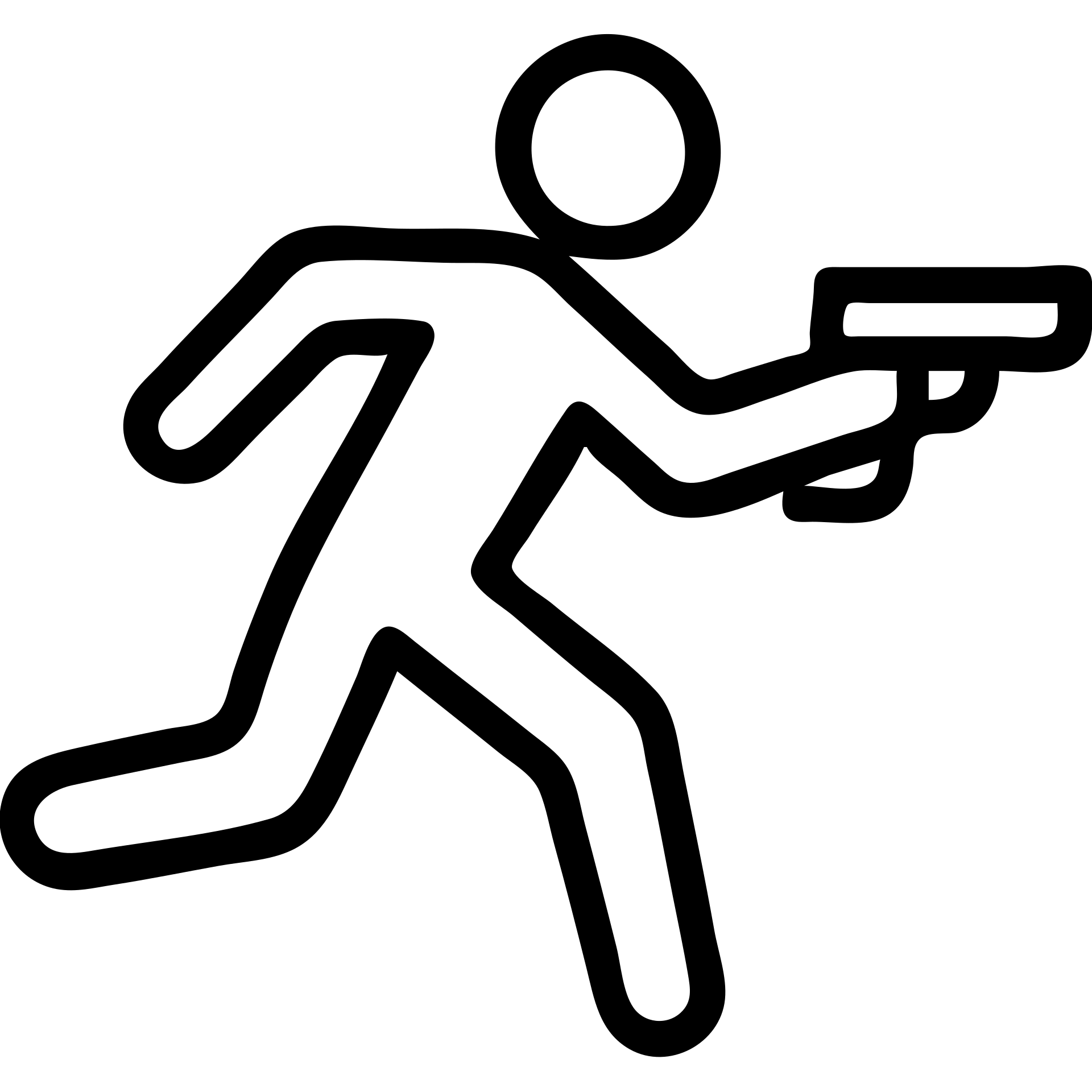 a guy running with a gun in his hand, black outline icon style emoji