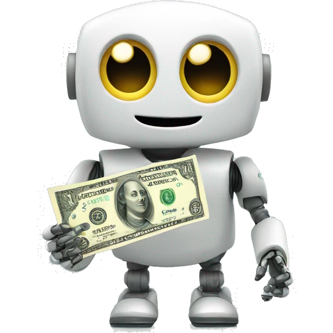 Cute robot with money emoji