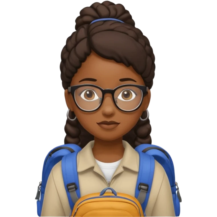 student black girl wearing glasses with backpack emoji