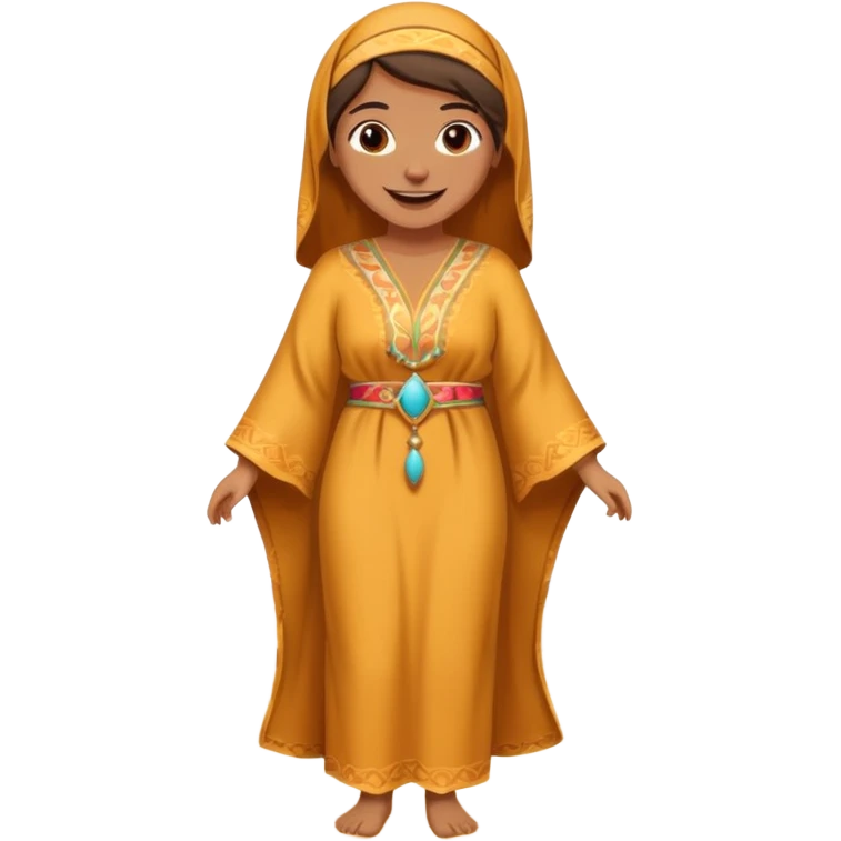 person wearing a caftan, no headscarf, having fun in the desert emoji