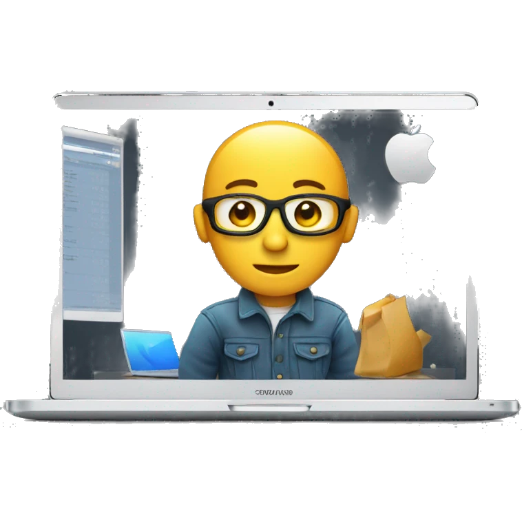 person building a cool app on a mac book emoji