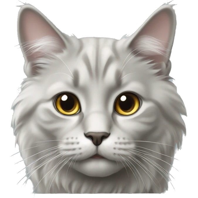 cat, pale grey, britsh long hair emoji
