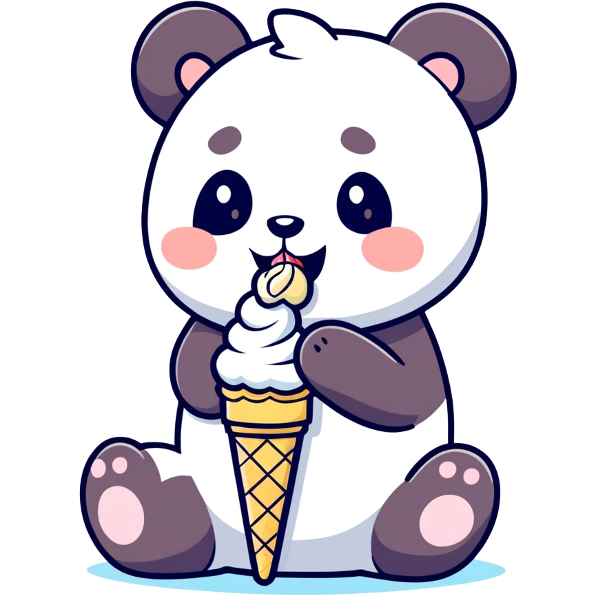 Panda eating ice cream emoji