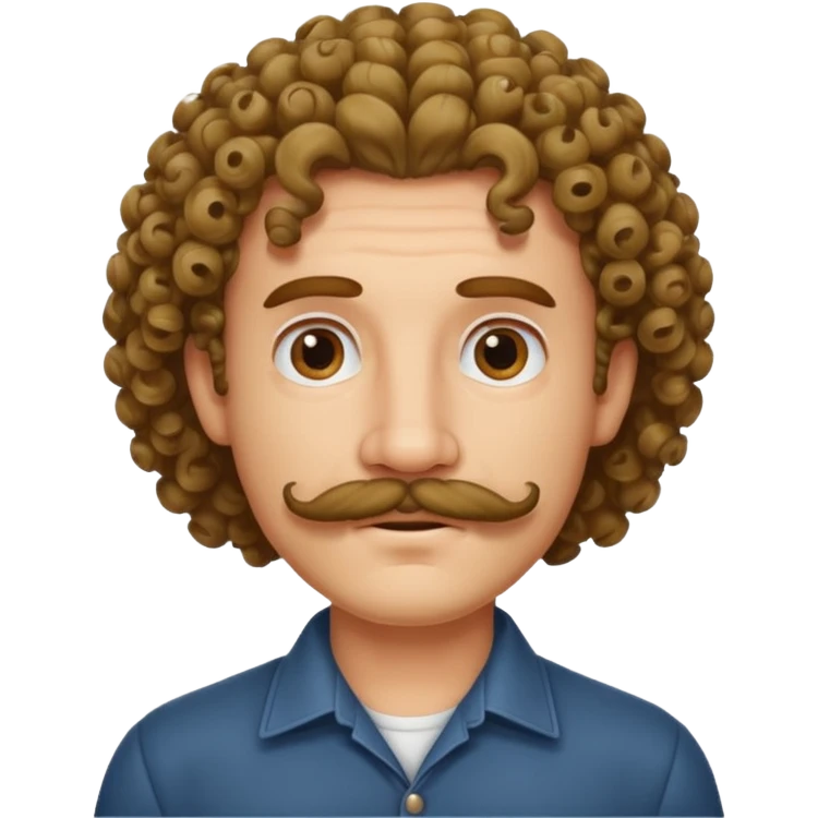 Man with mustache and curly hair emoji