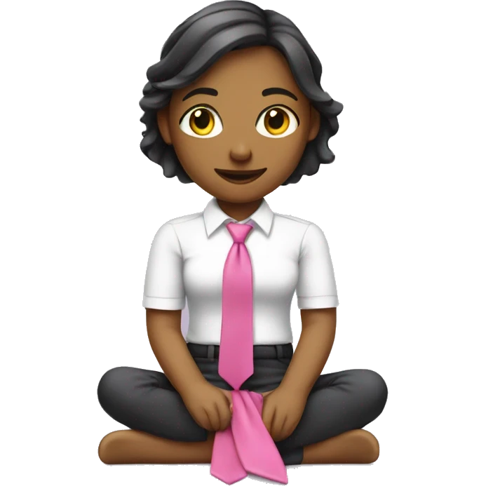 A girl relaxing wearing a pink Small tie emoji