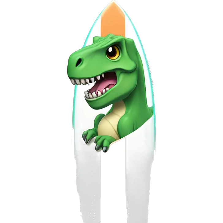 Mini T-Rex on surfboard emoji