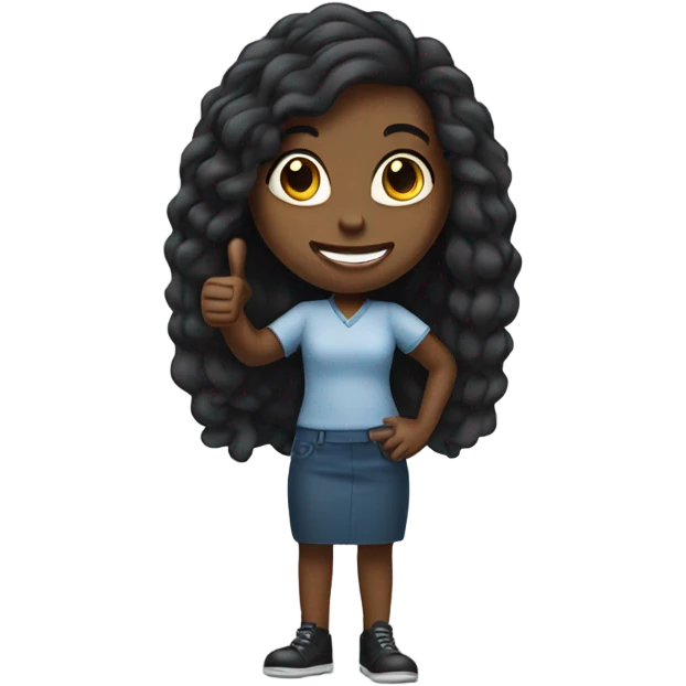Black girl long hair thumb up emoji