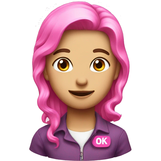 the word “ok” but pink emoji