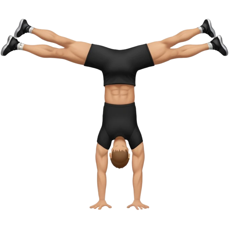 black shorts and t shirt white man one hand handstand emoji