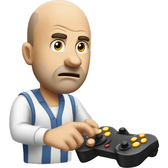 an balding annoyed man playing video games emoji