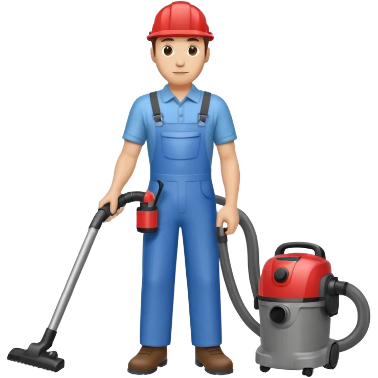 técnico de limpieza hombre sujetando la manguera de una aspiradora de agua emoji