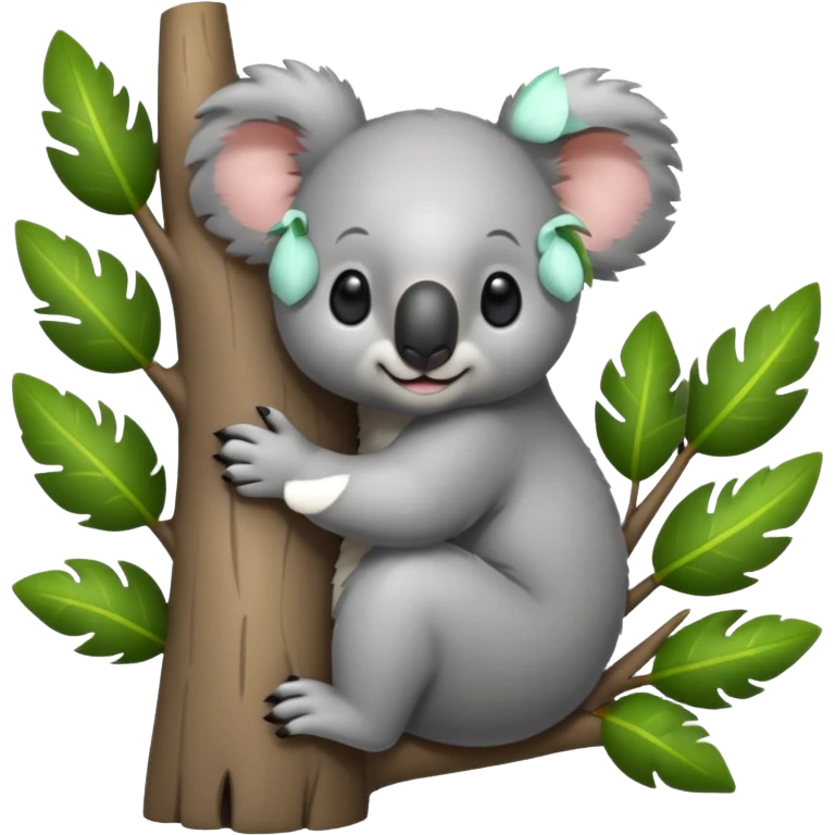 Koala and tree hugging each other emoji