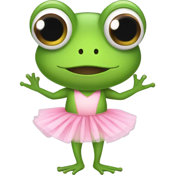 Cute frog wearing a pink tutu skirt emoji
