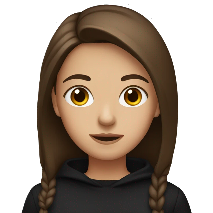 Girl with straight brown hair in a black pullover emoji