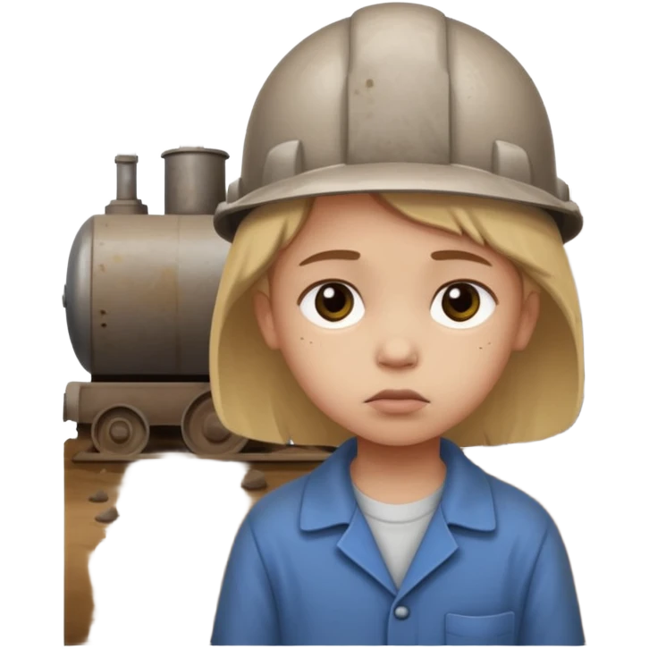a child with a sad face works in a factory emoji