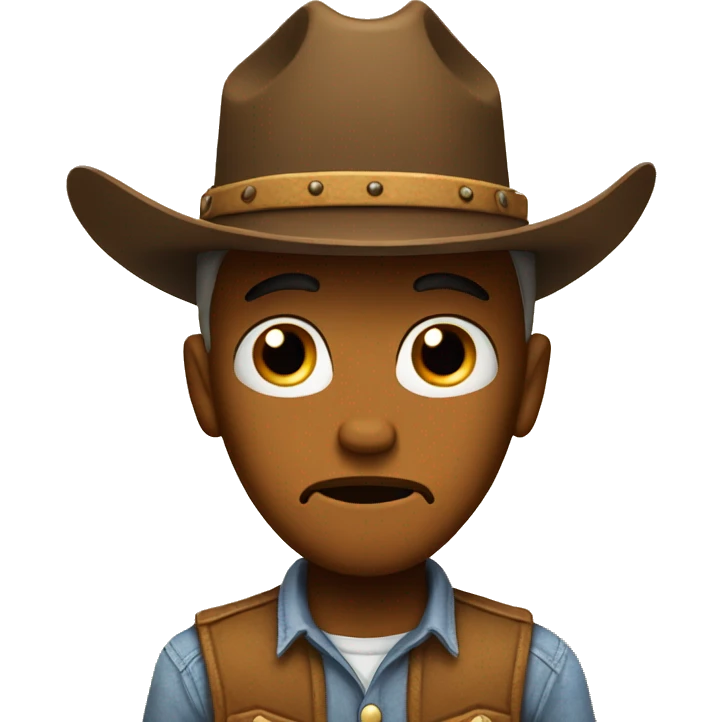 Sad emoji with cowboy hat emoji