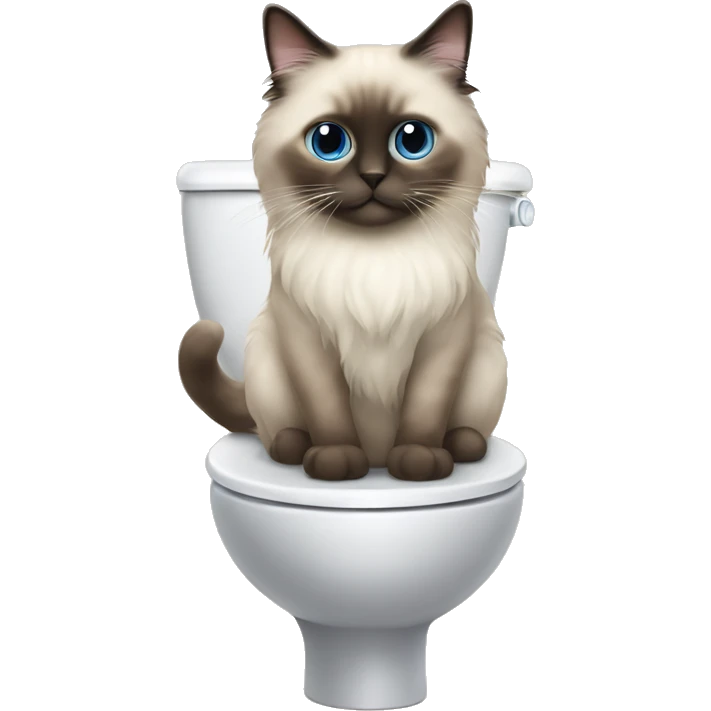 Ragdoll cat sitting on a toilet  emoji
